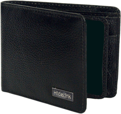 

Hidelink Men Black Genuine Leather Wallet(4 Card Slots)
