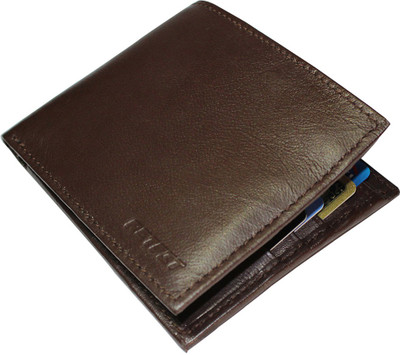 Retfit Men Brown Genuine Leather Wallet(8 Card Slots)