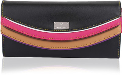 

K London Women Casual Black Artificial Leather Wallet(6 Card Slots)