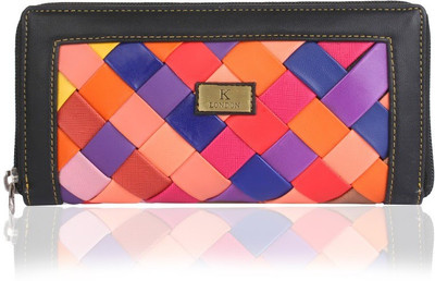 

K London Women Black, Multicolor Artificial Leather Wallet(6 Card Slots)