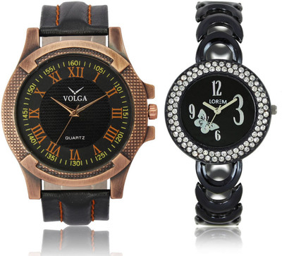 

Volga VL23LR201 New Exclusive Collection Leather-Metal Diamond Studed Strap-Belt Mens Watches Best Offer Combo Watch - For Boys
