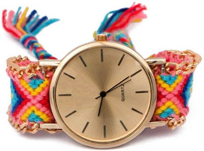LEBENSZEIT Geneva Beautiful Designer Multicolor Fabric Strap Analog Watch For Girls