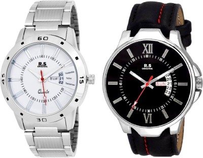 R S Original DIWALI DHAMAKA OFFER BOYS DATE & TIME SET OF 2 WHITE & BLACK RSO-182 Watch  - For Men   Watches  (R S Original)