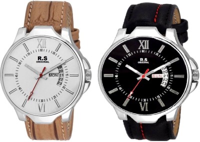 R S Original DIWALI DHAMAKA OFFER BOYS DATE & TIME SET OF 2 WHITE & BLACK RSO-183 Watch  - For Men   Watches  (R S Original)