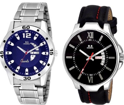 R S Original DIWALI DHAMAKA OFFER BOYS DATE & TIME SET OF 2 BLUE & BLACK RSO-49 series Watch  - For Men   Watches  (R S Original)