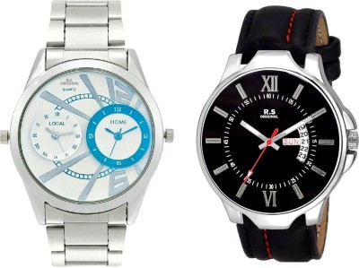 R S Original DIWALI DHAMAKA OFFER BOYS DATE & TIME SET OF 2 WHITE & BLACK RSO-82 series Watch  - For Men   Watches  (R S Original)