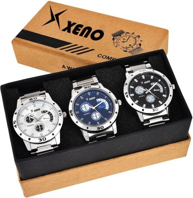 Xeno ZD-02-05-03 Metal Chronograph Triple Combo New Look Fashion Stylish Titanium Boys & Gents Watch  - For Men   Watches  (Xeno)