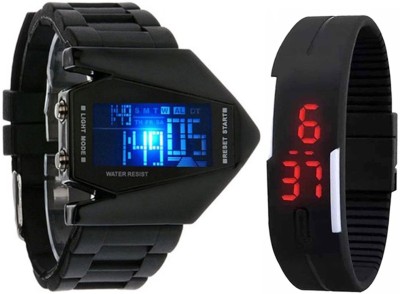 Jack Klein Aircraft Triangle Model Black Digital Led Watch And Black Led Watch  - For Boys & Girls   Watches  (Jack Klein)