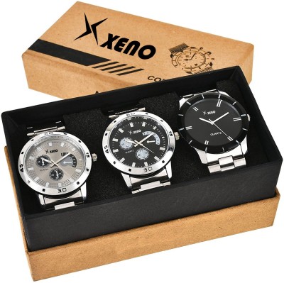 Xeno ZD-004-003-043 Metal Chronograph Triple Combo New Look Fashion Stylish Titanium Boys & Gents Watch  - For Men   Watches  (Xeno)