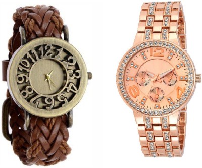 COSMIC Rhinestone Collection Rose Gold Color Dial & Classic Vintage Hollow Leather PARTY WEAR Watch  - For Women   Watches  (COSMIC)