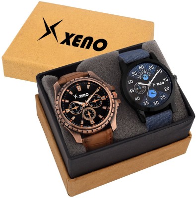 Xeno ZD-602-78x Leather Chronograph Two Combo New Look Fashion Stylish Titanium Boys & Gents Watch  - For Men   Watches  (Xeno)