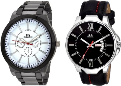 R S Original DIWALI DHAMAKA OFFER BOYS DATE & TIME SET OF 2 WHITE & BLACK RSO-176 Watch  - For Men   Watches  (R S Original)