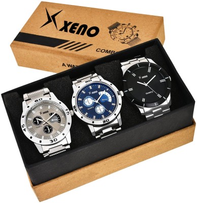 Xeno ZD-004-005-043 Metal Chronograph Triple Combo New Look Fashion Stylish Titanium Boys & Gents Watch  - For Men   Watches  (Xeno)