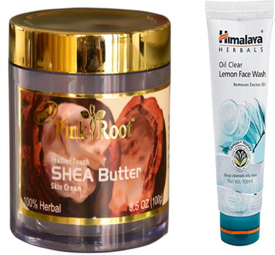 

Pink Root SHEA BUTTER CREAM WITH HIMALAYA OIL CLEAR LEMON FACE WASH(Set of 2)