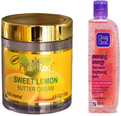 

Pink Root SWEET LEMON BUTTER CREAM WITH CLEAN N CLEAR BERRU FACE WASH(Set of 2)