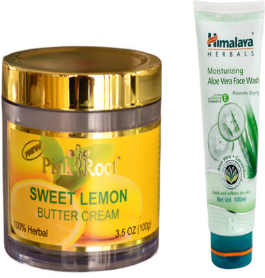 

Pink Root SWEET LEMON BUTTER CREAM WITH HIMALAYA ALOEVERA FACE WASH(Set of 2)