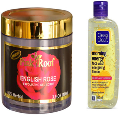 

Pink Root ENGLISH ROSE GEL SCRUB WITH CLEAN N CLEAR LEMON FACE WASH(Set of 2)