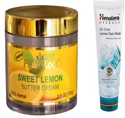 

Pink Root SWEET LEMON BUTTER CREAM WITH HIMALAYA OIL CLEAR LEMON FACE WASH(Set of 2)