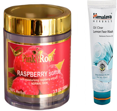 

Pink Root RASPBERRY SCRUB WITH HIMALAYA OIL CLEAR LEMON FACE WASH(Set of 2)