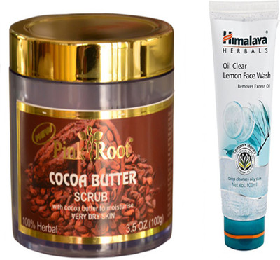 

Pink Root COCOA BUTTER SCRUB WITH HIMALAYA OIL CLEAR LEMON FACE WASH(Set of 2)