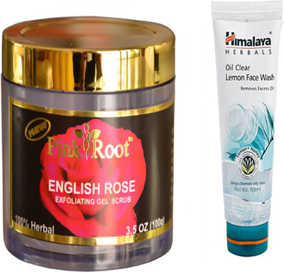 

Pink Root ENGLISH ROSE GEL SCRUB WITH HIMALAYA OIL CLEAR LEMON FACE WASH(Set of 2)