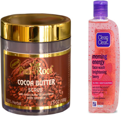 

Pink Root COCOA BUTTER SCRUB WITH CLEAN N CLEAR BERRY FACE WASH(Set of 2)