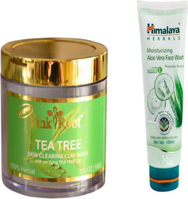 

Pink Root TEA TREE CLARIFYING MASK WITH HIMALAYA ALOEVERA FACE WASH(Set of 2)