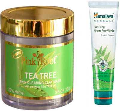 

Pink Root TEA TREE CLARIFYING MASK WITH HIMALAYA NEEM FACE WASH(Set of 2)