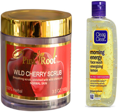 

Pink Root WILD CHERRY SCRUB WITH CLEAN N CLEAR LEMON FACE WASH(Set of 2)