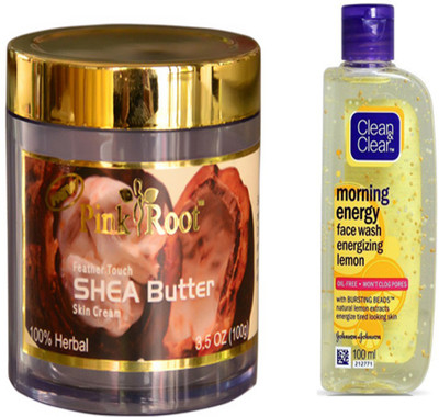 

Pink Root SHEA BUTTER CREAM WITH CLEAN N CLEAR LEMON FACE WASH(Set of 2)