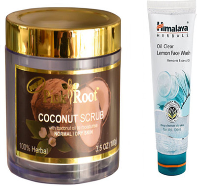 

Pink Root COCONUT SCRUB WITH HIMALAYA OIL CLEAR LEMON FACE WASH(Set of 2)