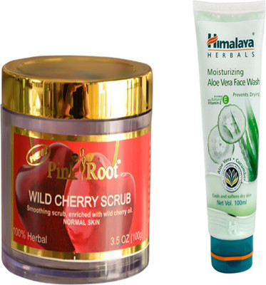 

Pink Root WILD CHERRY SCRUB WITH HIMALAYA ALOEVERA FACE WASH(Set of 2)