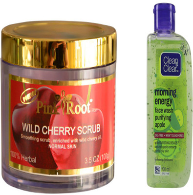 

Pink Root WILD CHERRY SCRUB WITH CLEAN N CLEAR APPLE FACE WASH(Set of 2)