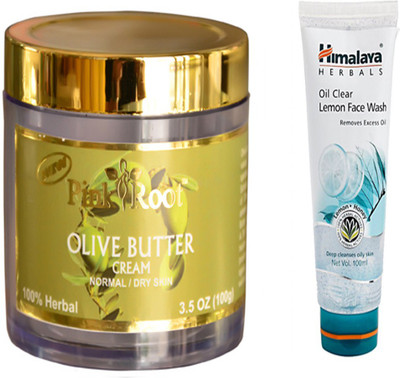 

Pink Root OLIVE BUTTER CREAM WITH HIMALAYA OIL CLEAR LEMON FACE WASH(Set of 2)