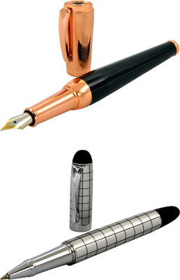 

Talesara Rose Gold Black Line Royal Collection Luxury 2 Pcs. Gift Set Roller Ball Pen and Fountain Pen(Pack of 2)