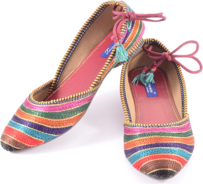 

Tamanna Handmade Ethnic Heel Juti (Multicolor) Bellies For Women(Red, Orange, Multicolor_1