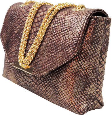 

MEX Women Evening/Party Brown Leatherette Sling Bag