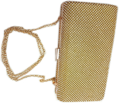 

Chouhan Stylish Men & Women Evening/Party Gold Nylon Sling Bag