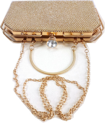 

Chouhan Stylish Men & Women Evening/Party Gold Nylon Hand-held Bag
