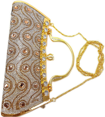 

Chouhan Stylish Men & Women Evening/Party Gold Nylon Sling Bag