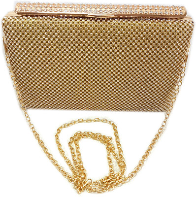 

Chouhan Stylish Men & Women Evening/Party Gold Nylon Sling Bag