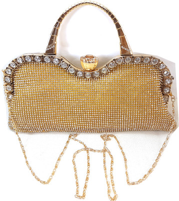 

Chouhan Stylish Men & Women Evening/Party Gold Nylon Sling Bag