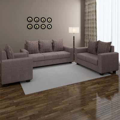 

Furnicity Fabric 3 + 2 + 1 Brown Sofa Set