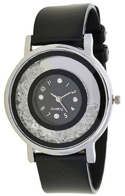 View Freny Exim Fashion Stylish Movable Diamonds Wrist Watch Black Round Dial Comfortable Strap Watch  - For Girls Wrist Watches Price Online(Freny Exim)