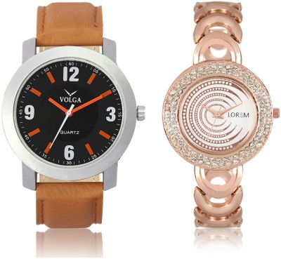Volga VL28LR202 New Exclusive Collection Leather-Metal Diamond Studed Strap-Belt Mens Watches Best Offer Combo Watch  - For Boys   Watches  (Volga)