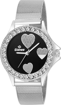Gionee Gioneeformasuits2017 Party Wear Analog Black Round Dial with Stone Studded Case & Silver Chain Watch  - For Women   Watches  (Gionee)