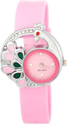 View Freny Exim Premium Most Attractive Pink Peacock Shape Round Dial Comfortable Strap Watch  - For Girls Wrist Watches Price Online(Freny Exim)
