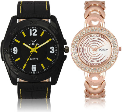

Volga VL17LR202 New Exclusive Collection Leather-Metal Diamond Studed Strap-Belt Mens Watches Best Offer Combo Watch - For Boys