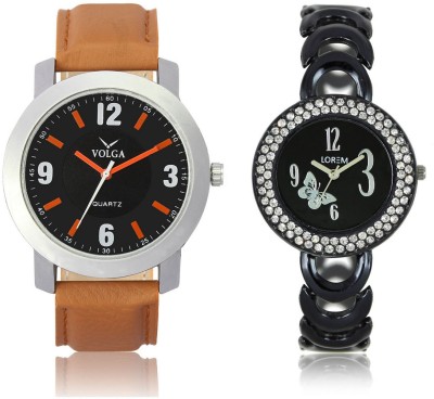 Volga VL28LR201 New Exclusive Collection Leather-Metal Diamond Studed Strap-Belt Mens Watches Best Offer Combo Watch  - For Boys   Watches  (Volga)