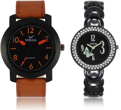 Volga VL19LR201 New Exclusive Collection Leather-Metal Diamond Studed Strap-Belt Mens Watches Best Offer Combo Watch  - For Boys   Watches  (Volga)